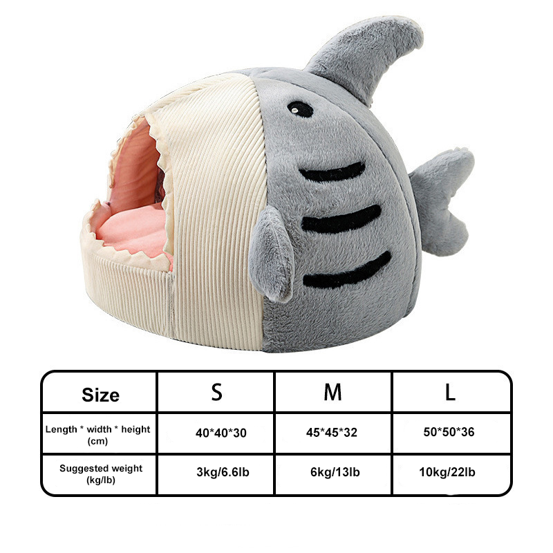 Cosy And Soft Hideout House For Cats With Shark Kennel