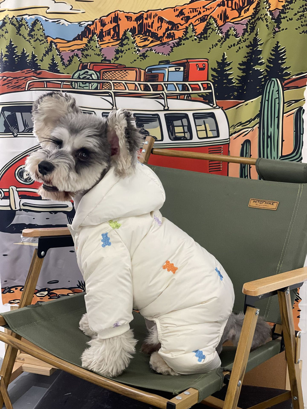 Dog Clothes Thickened Warm Teddy Schnauzer PomeranianBichon Frise Pug Hooded Pet Four Feet Down Jacket