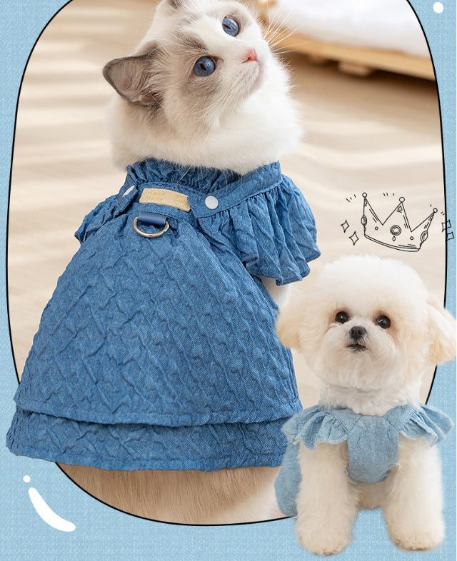 Dog Cat Classic Denim Clothes And Dresses Puppy Anti-lint Summer Thin Bichon Pet Clothing Small Dog