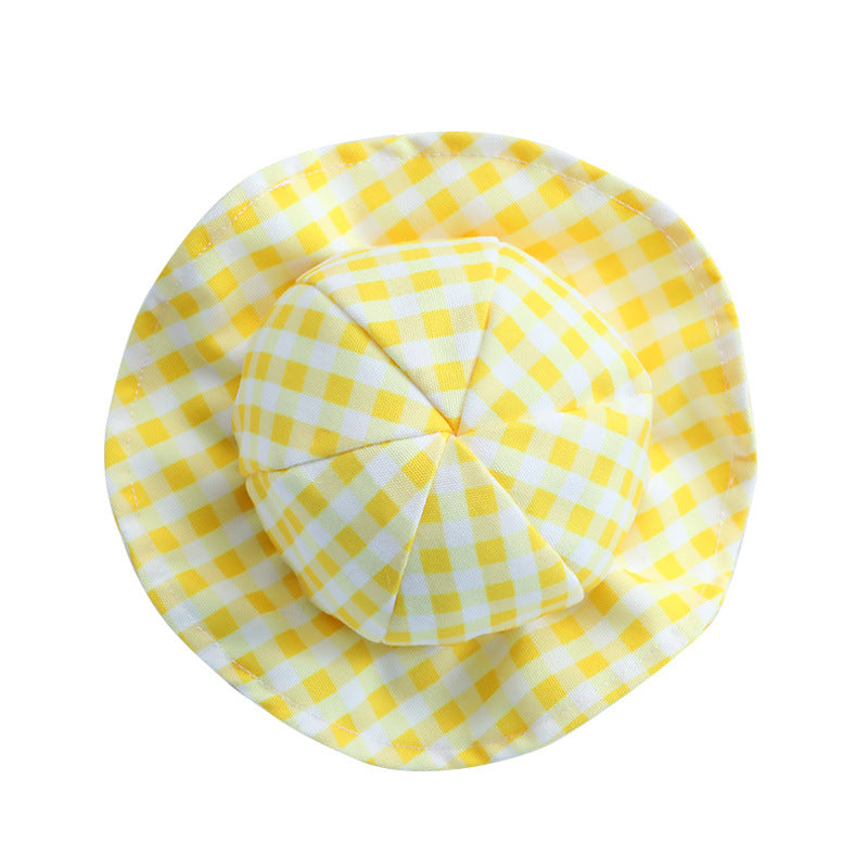 Pet Cute Fashion Plaid Sun Hat