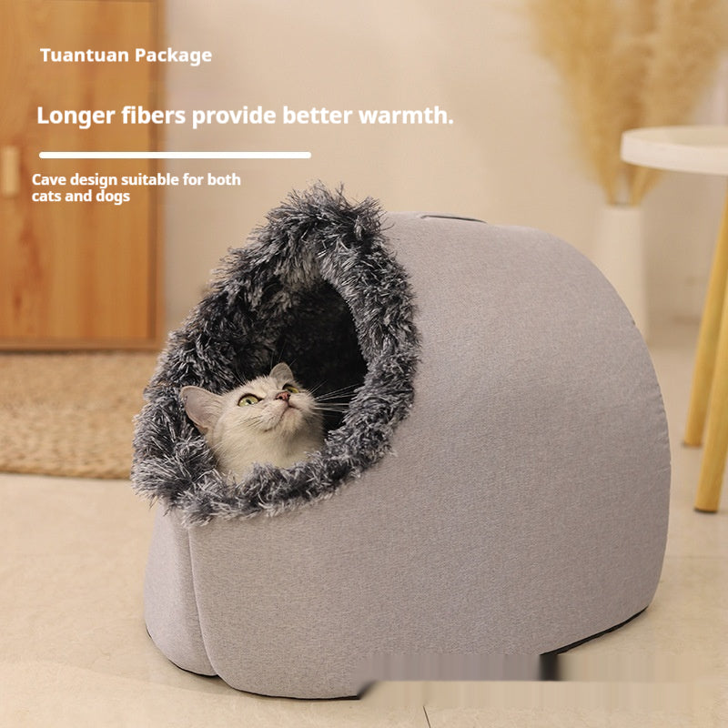 Stylish Thickened Insulated Enclosed Cat Bed