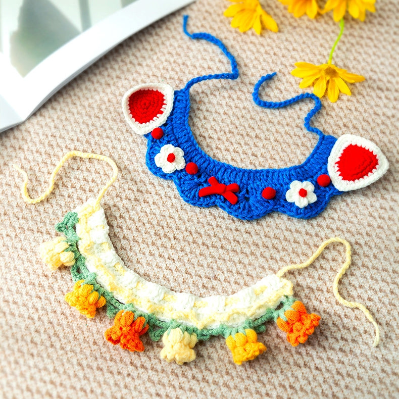 Pet Hand-woven Necklaces, Cute Cat Knitted Necklaces, Kitten Neck Rings, Small Dog Neck Decorations