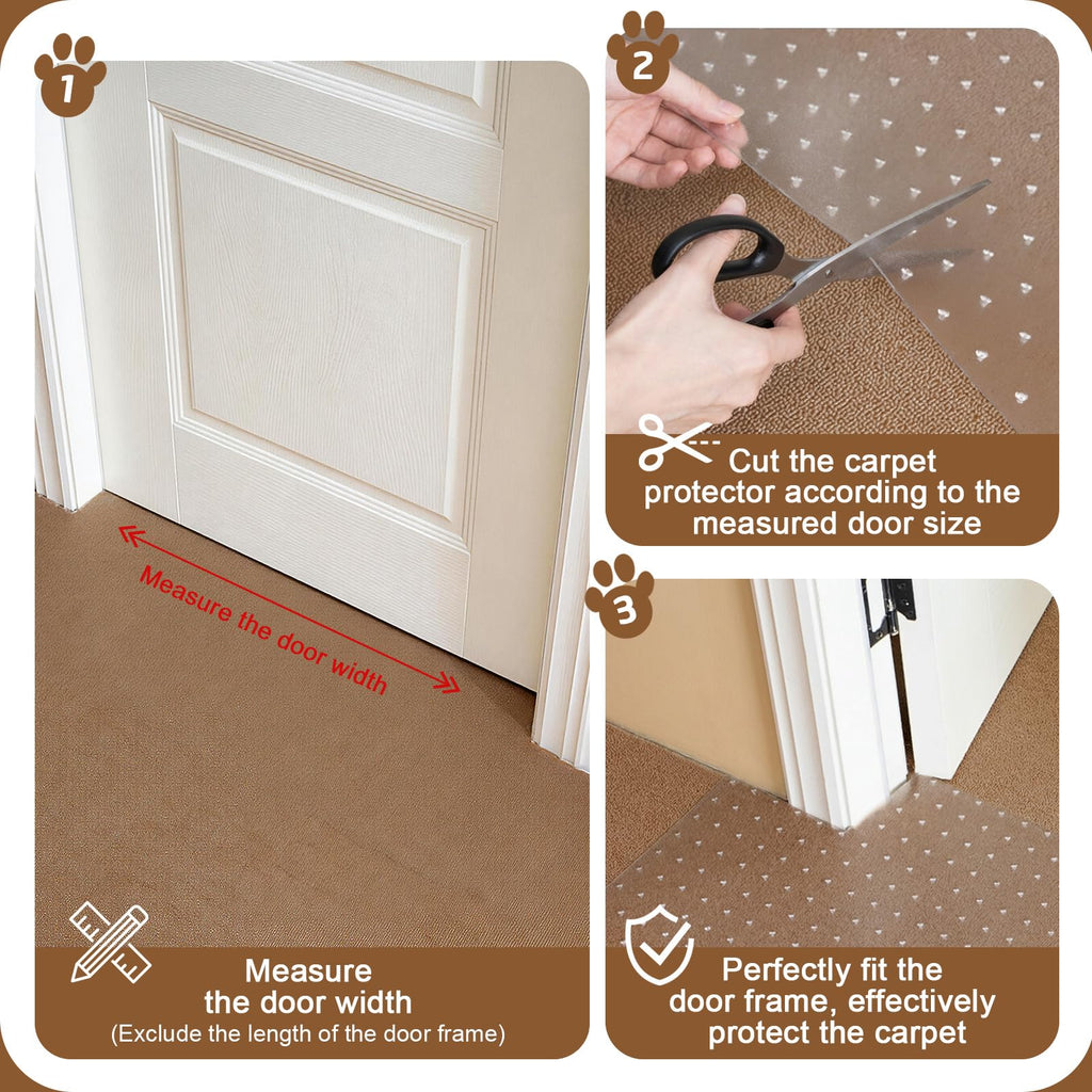 Carpet Protector, Clear PVC Doorway Mat For Cats & Dogs Heavy-duty Anti-scratch Threshold Guard, Non-slip, Easy-trim, Recyclable PVC, Fits
