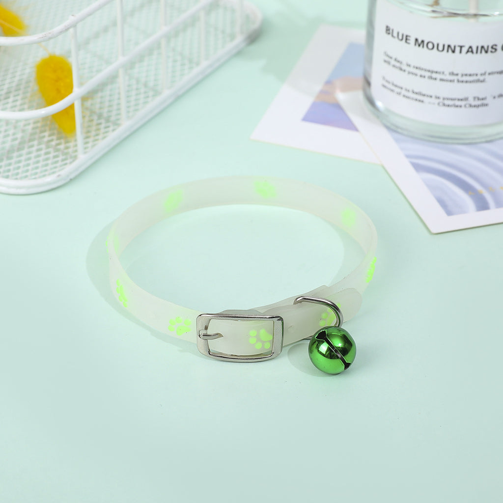 Fluorescent Silicone Footprints Collar Cat