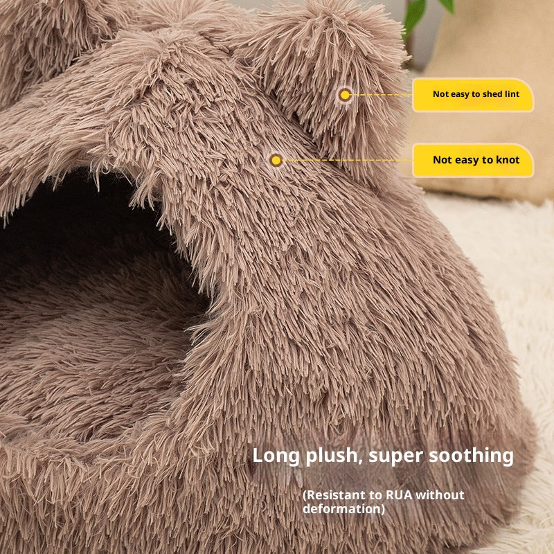 Large Cat Nest Semi-closed Warm Plush Kennel