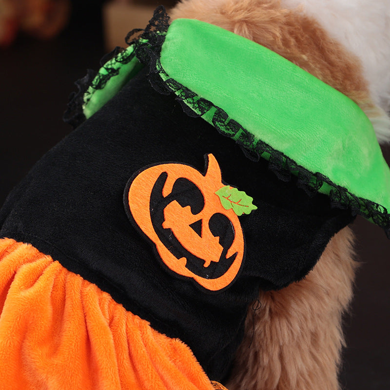 New Arrival Pet Costume Halloween Classic Pumpkin Skirt Bichon Teddy Dog Cat Christmas Clothes