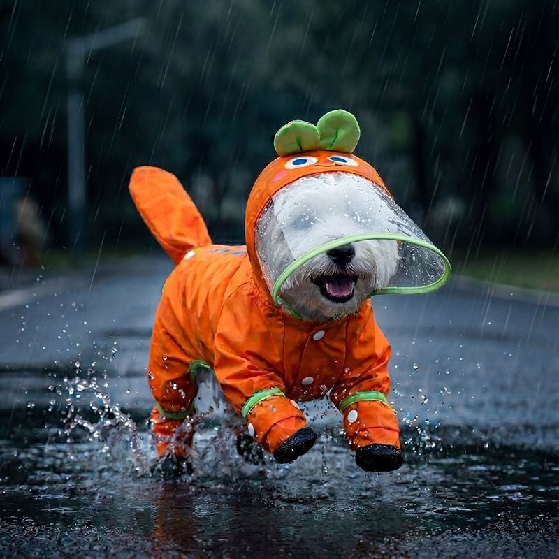 Teddy Bichon Medium- And Small-Breed Dog Rain Cape With Attached Feet