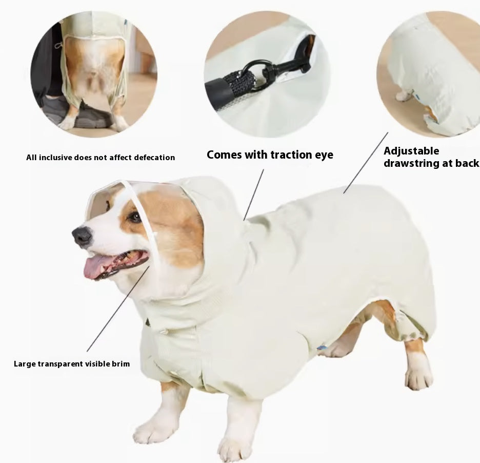 Waterproof Splash Proof Four-leg Raincoat For Dogs