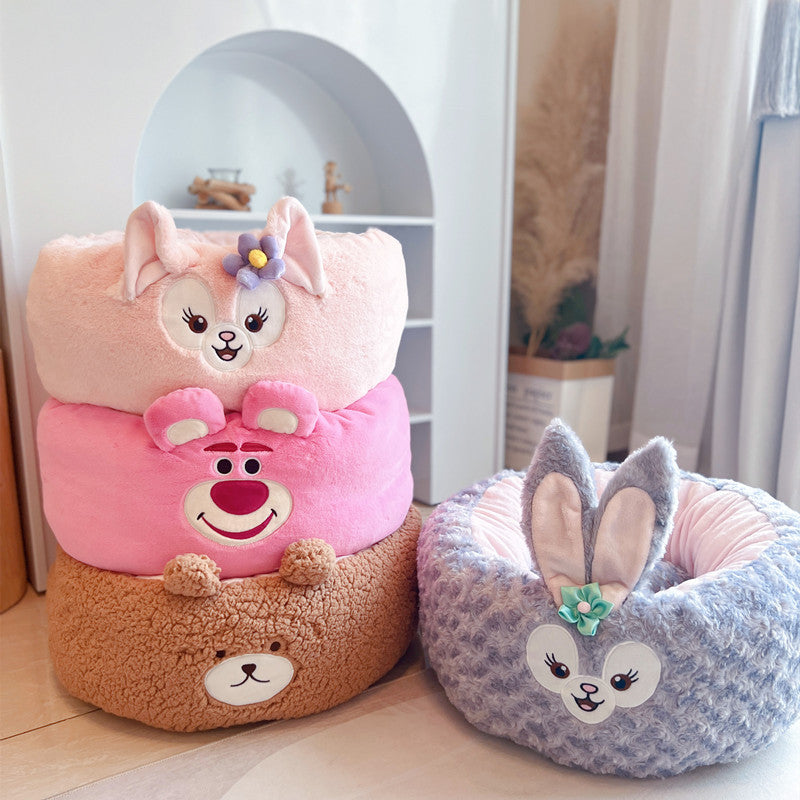Cartoon Dog Nest Red Panda Nest Four Seasons Universal Autumn And Winter Plush Pet Nest Cushion Round Bed