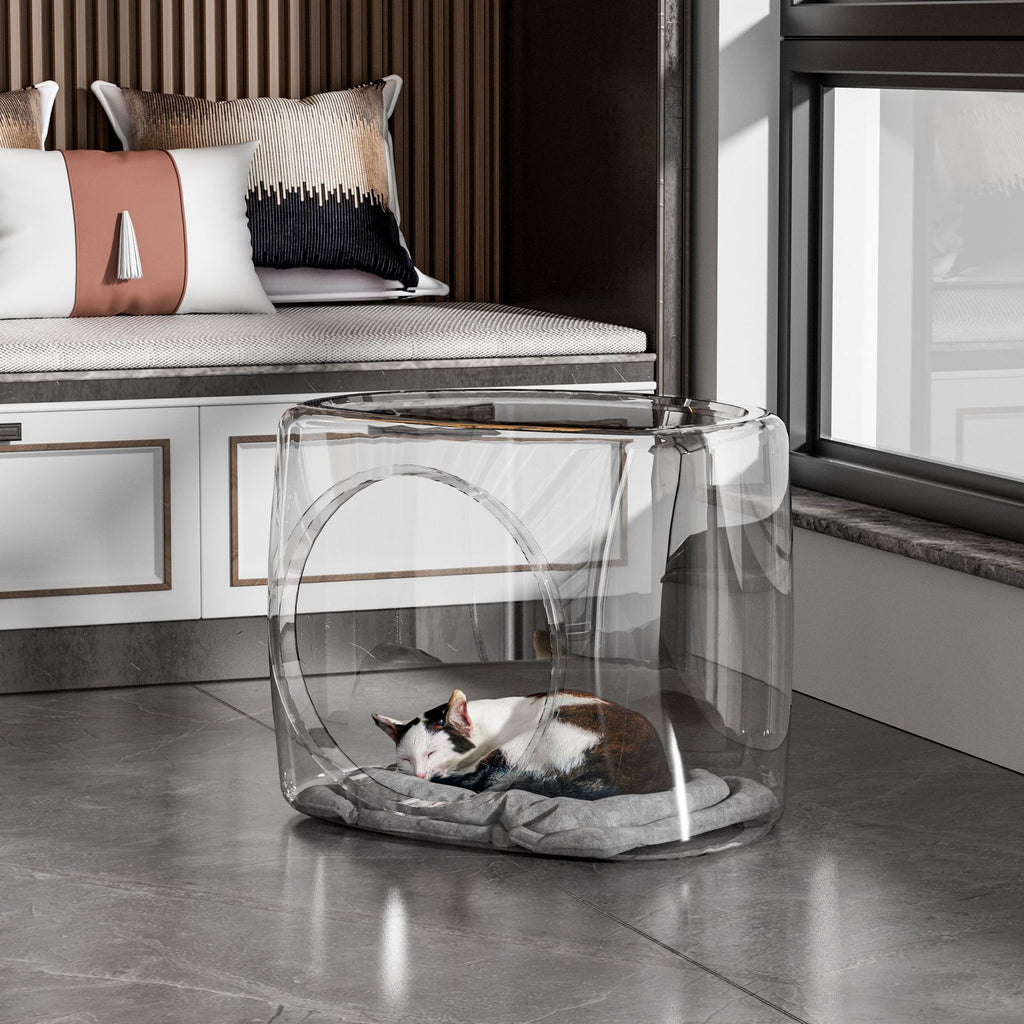 Cat Bed Pet Transparent Cage Mat Enclosure Teaser Ball Square House