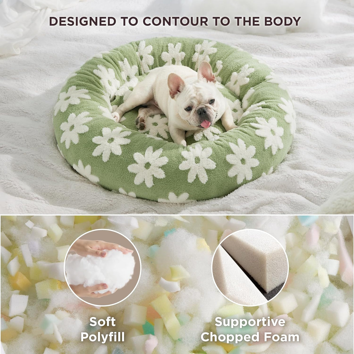 Lesure Cat Beds For Indoor Cats - Round Cat Bed Donut Small Dog Bed Calming Pet Beds, Cute Modern Beds With Jacquard Shaggy Plush & Anti Slip Bottom