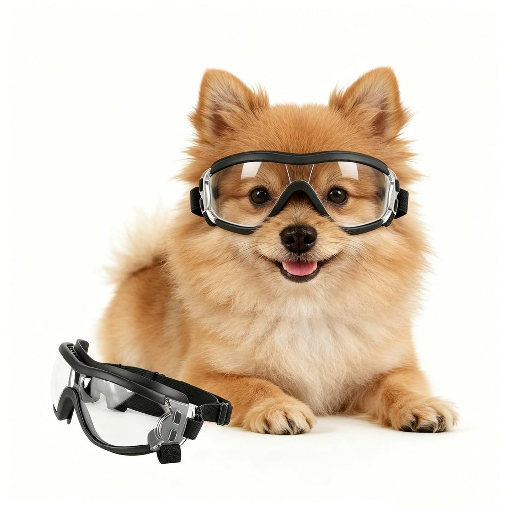 Clear Dog Goggles For Small Dogs, Protection Dog Sunglasses Small Breed, Driving Glasses For Dogs Stick Head Out Car Window, Windproof Dustproof