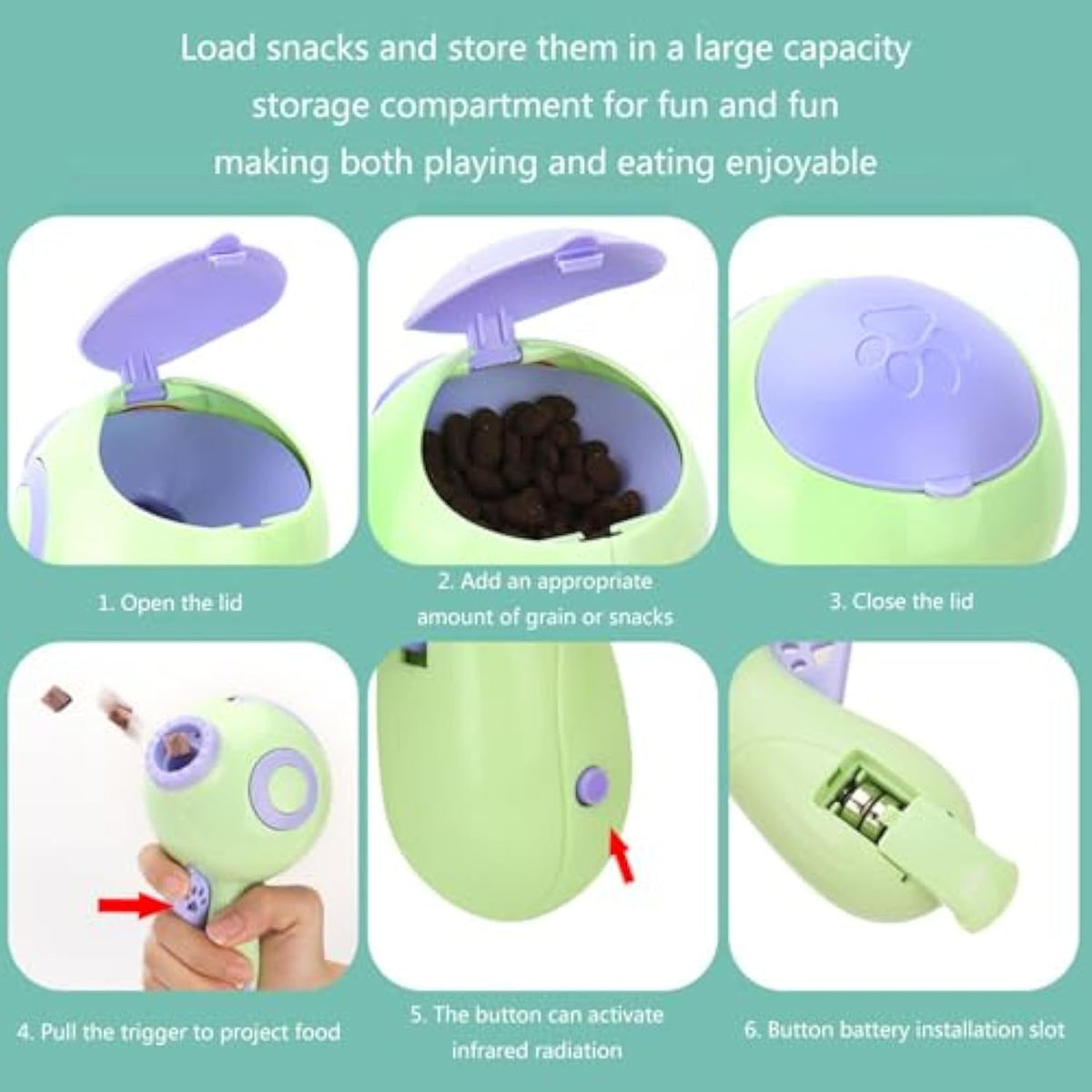 Dogs Treat Launchers Toy Food Dispenser Leakage Food Eatting Snack Dispenser Toy Interactively Pet Slow Feeder Training Toy