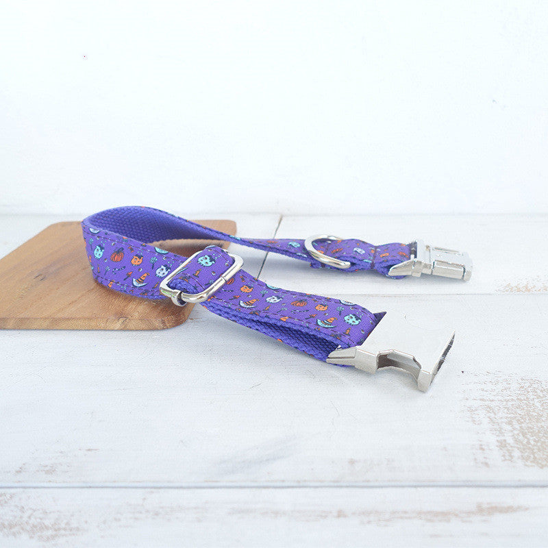 Pet Purple Halloween Print Dog Collar