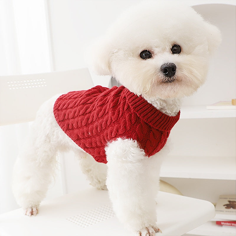 Pet Warm And Cute Good-looking Cable-knit Sweater Simple Casual Two Feet Apparel Vest