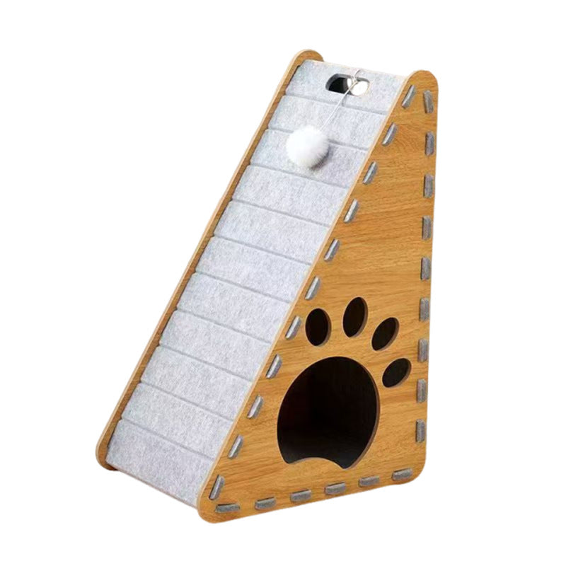 Triangular Vertical Cat Bed With Thickened Wear-Resistant Scratching Post