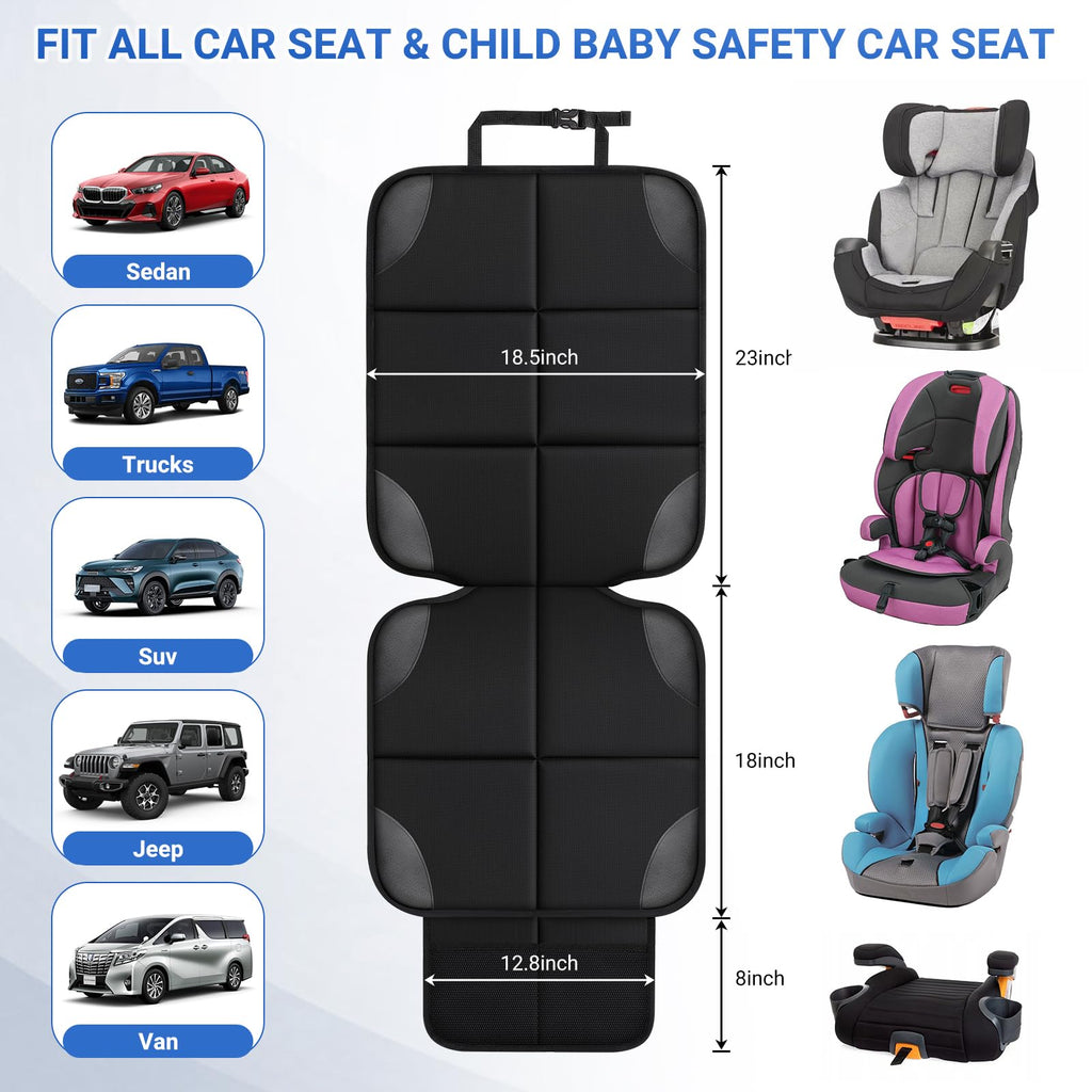 Car Seat Protector 2 Mesh Pocket Waterproof Car Seat Covers, Universal Size, Baby, Pet, Children's Car Seat Protector, Anti Slip Bottom 1 Piece