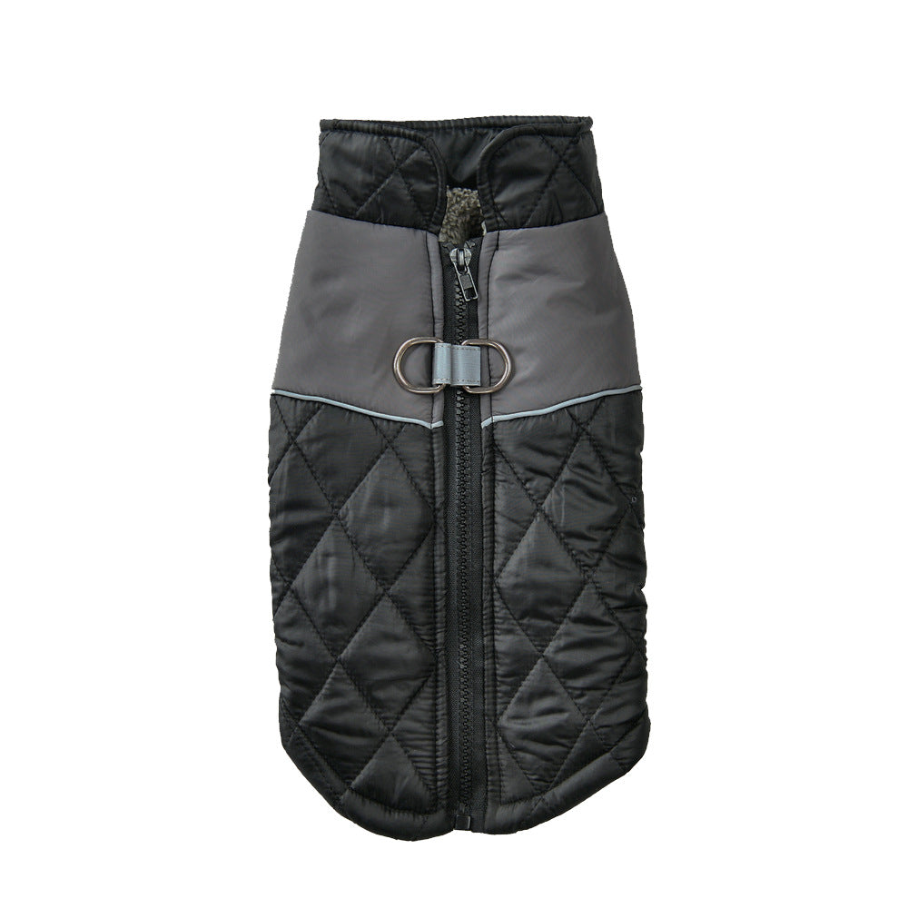 Cotton-padded Clothes Contrast Color Diamond Plaid, Brushed Thick Waterproof Warm Ski Suit
