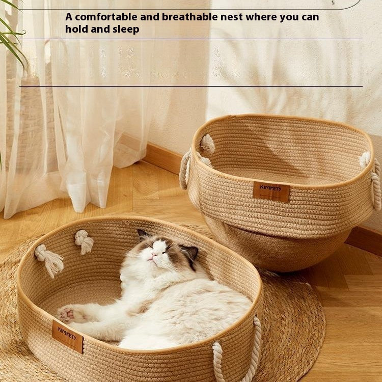 Cat Nest Summer Chopsticks Nest Four Seasons Universal Woven Cotton And Linen Basket