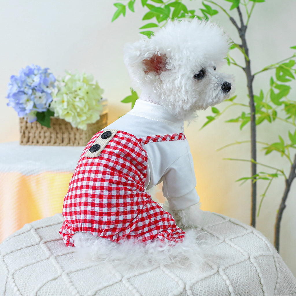 Fashion Personalized Pet Dog Plaid Overalls