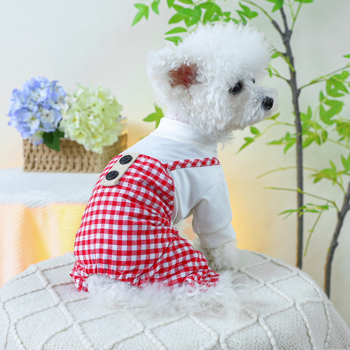 Fashion Personalized Pet Dog Plaid Overalls