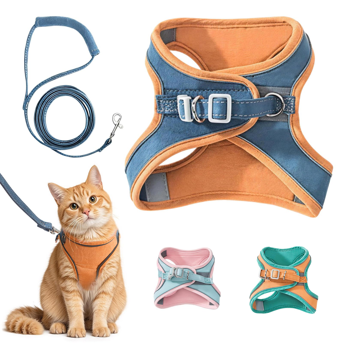 Cat Harness And Leash, Cat Harness Escape Proof, Soft Adjustable Cat Leash Breathable Comfortable Vest Easy To Wear, Easy Walk Leash For Small Medium