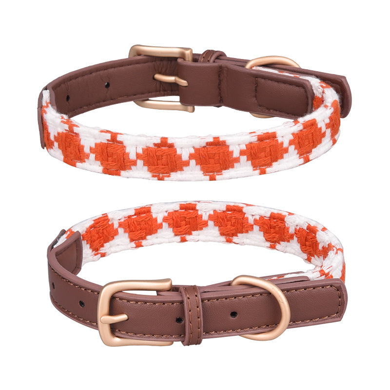 Soft Woven Prismatic Plaid Dog Collar