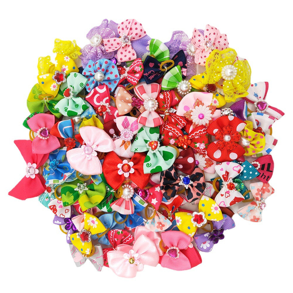 Pet Bow Head Flower Dog Rubber Band Accessories