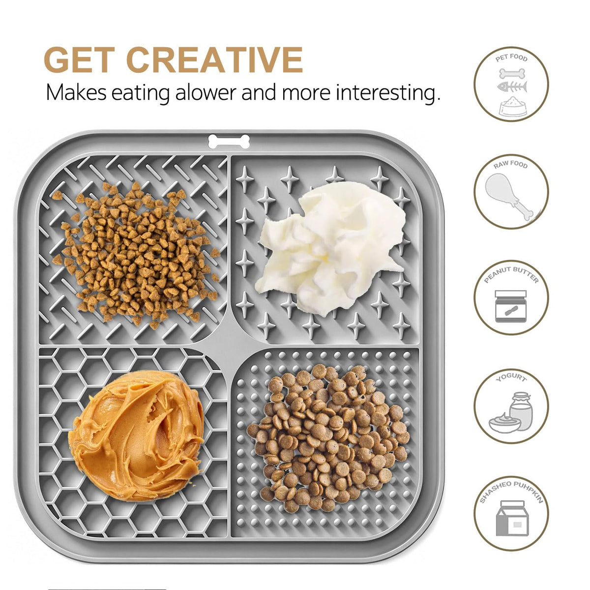 Licking Mat For Dogs & Cats With Suction Cups, 1 Pack Square Dog Slow Feeder Lick Pat For Anxiety Relief & Boredom, Dog Toys To Keep Them Busy, Pets