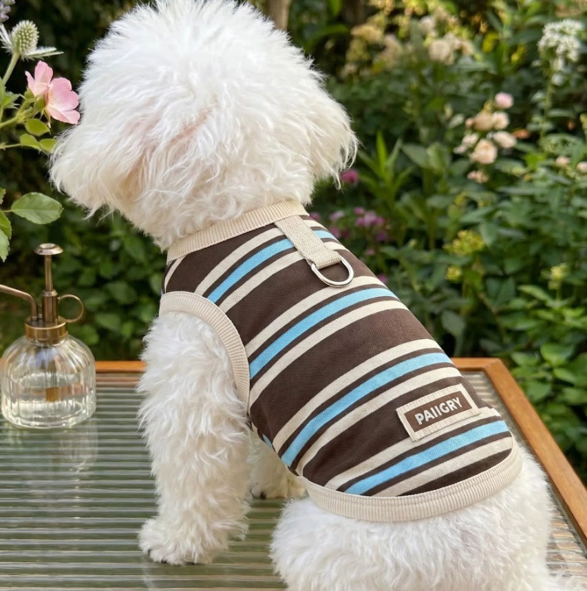 Dog Striped Vest Traction Summer Teddy