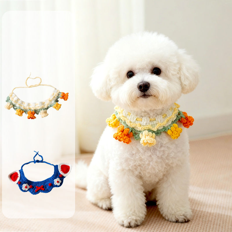 Pet Hand-woven Necklaces, Cute Cat Knitted Necklaces, Kitten Neck Rings, Small Dog Neck Decorations