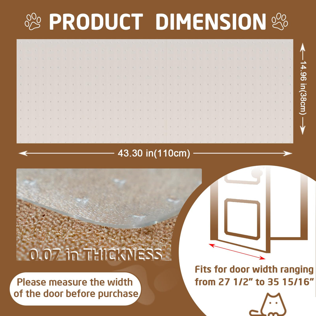 Carpet Protector, Clear PVC Doorway Mat For Cats & Dogs Heavy-duty Anti-scratch Threshold Guard, Non-slip, Easy-trim, Recyclable PVC, Fits