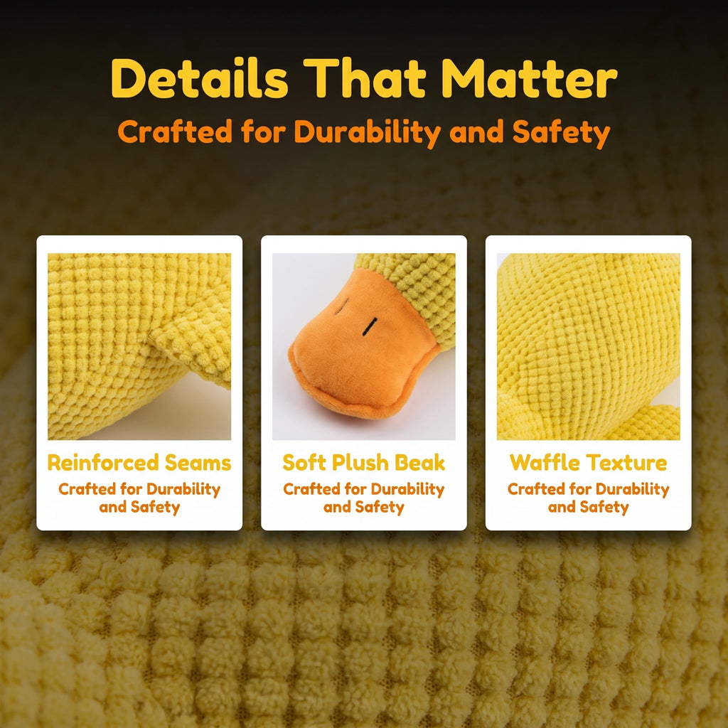 Yellow Plush Launching Duck Pet Toy, Squeaky Chew Durable Teething Toy, Soft Cuddly Companion For Dogs & Cats, Boredom Relief Interactive Play Duck