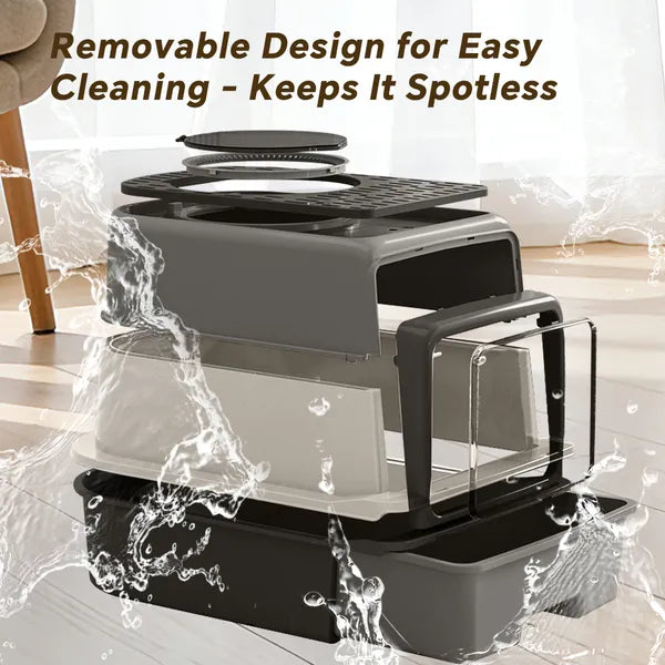 Top-Rated Cat Litter Box, Pull-Out Drawer, No Scoop Needed, Fits Modern Home Decor