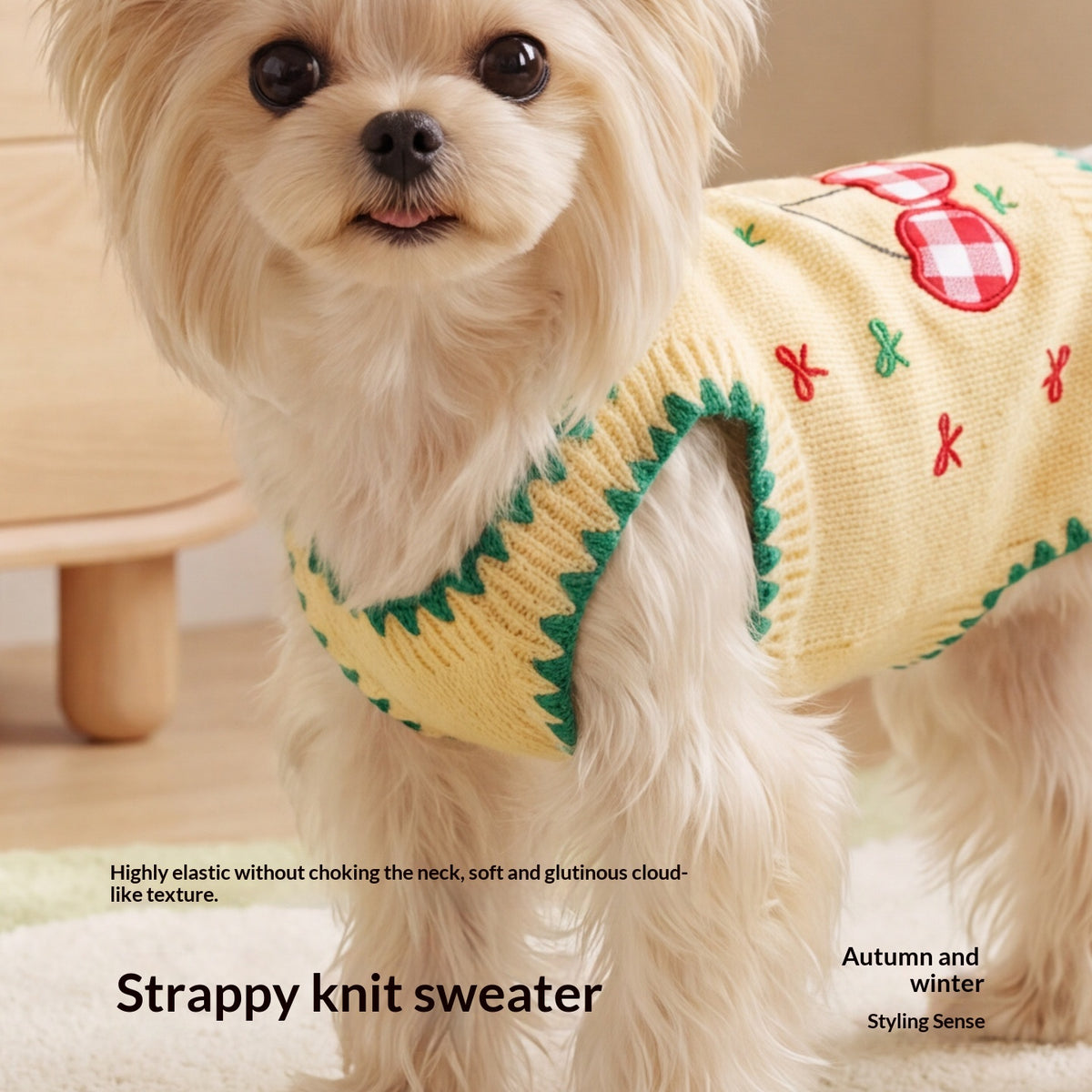 Cherry-embroidered Polar-fleece Dog Romper Sweater Pet Apparel