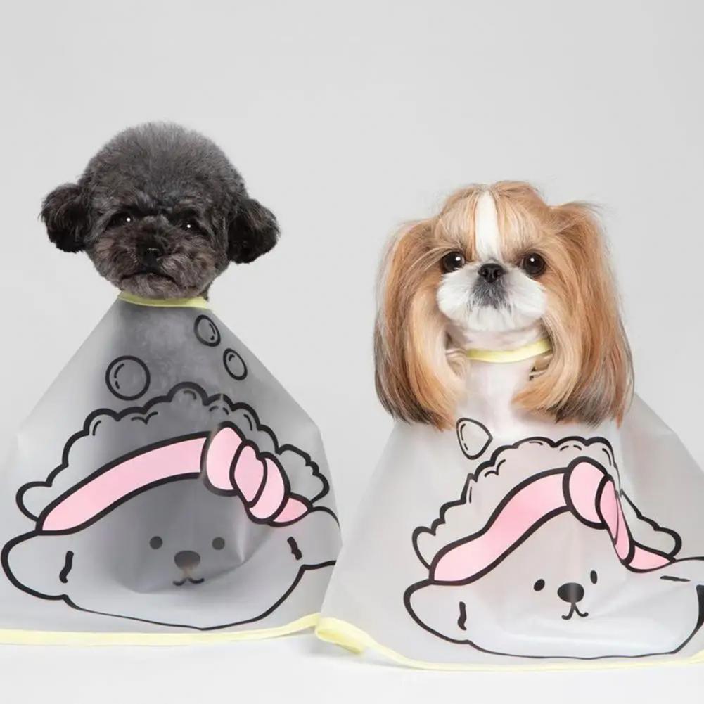 Pet Cloak Adjustable Pet Haircut Cape Waterproof Cartoon Print Design Dog Grooming Cape Pet Supplies