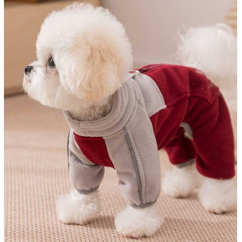 Winter Warm Fleece, Light Outdoor Color-blocking Polar Fleece, Small Dog Warm Four-legged Fleece, Pet Clothing