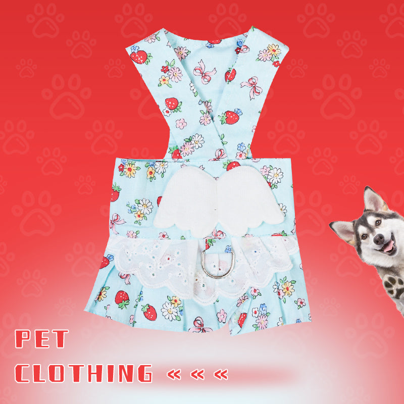 Dog Harness Dress With Leash Set Cute Puppy Dresses With Angel Wings Fashion Outfit Clothing Chihuahua Clothes Pet Harness Set