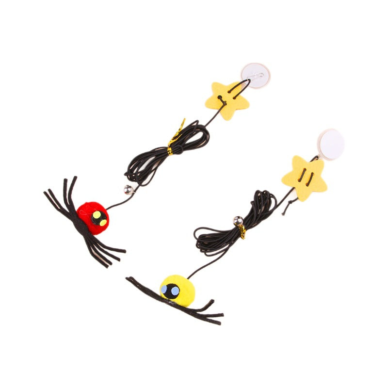 Cat Pet Toy Hanging Door To Relieve Depression Swinging Hanging Elastic Rope Feather Playing Stick Bell Spider