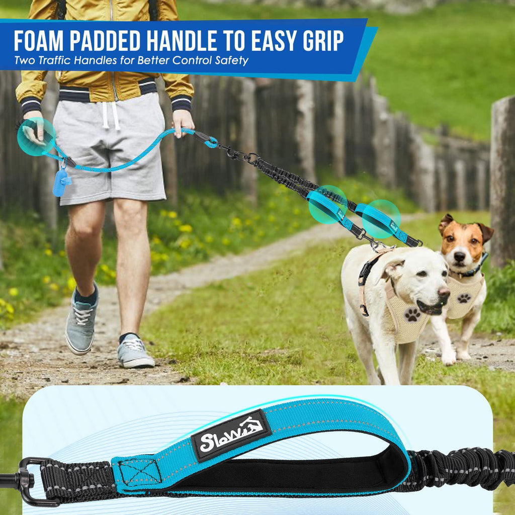 Double Dog Leash Anti-Escape Cushioning Comfortable 360 Rotating Heavy-Duty Reflective Traction Strap