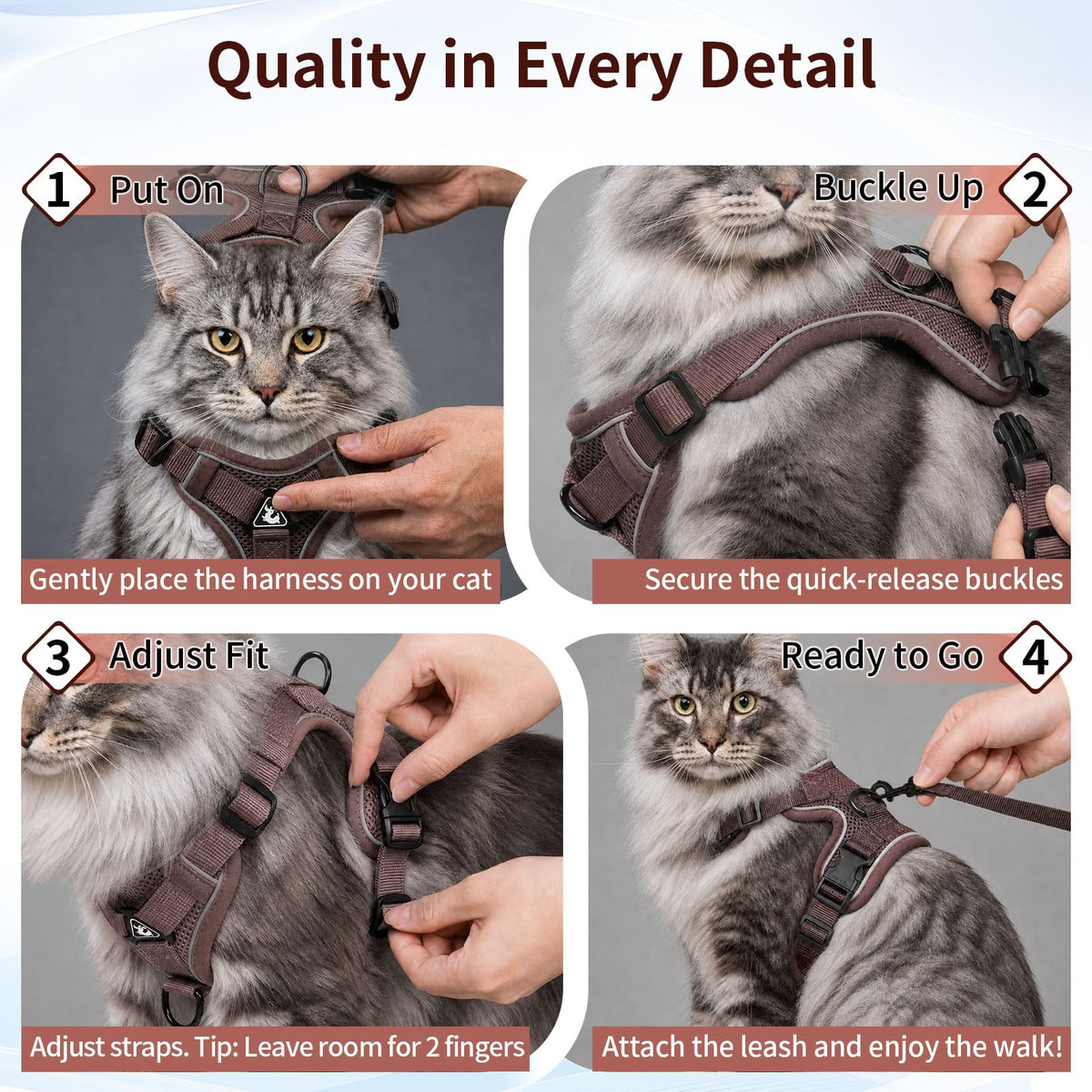 Large Cat Harness And Leash Set Escape Proof Adjustable Mesh Vest With Reflective Strips, No-Choke Soft Breathable Harness For Small Dog Big Kitten