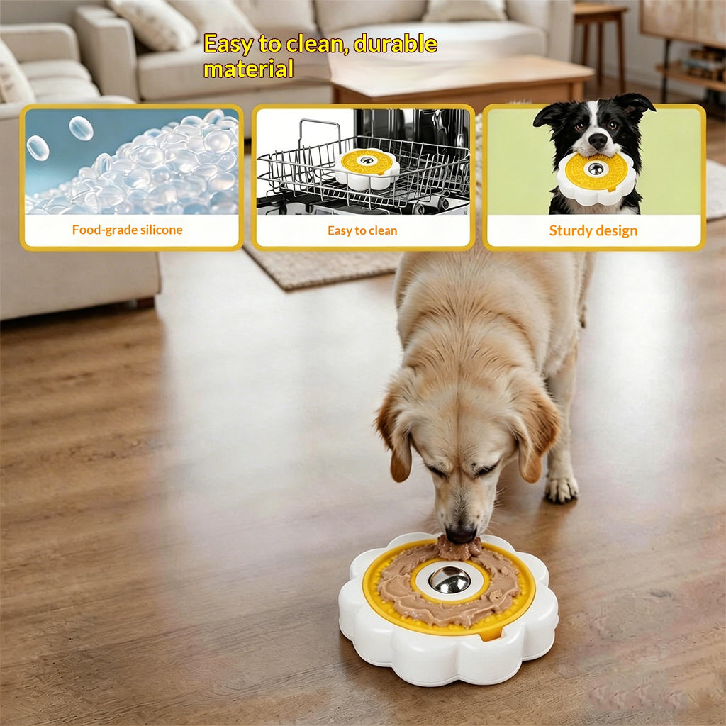 Rotating Stainless Steel Ball Pet Slow-Feeding Wet Food Licking Bowl