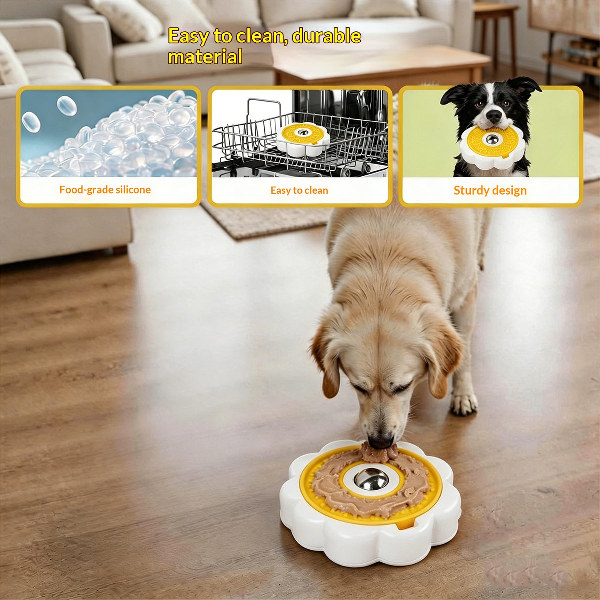 Rotating Stainless Steel Ball Pet Slow-Feeding Wet Food Licking Bowl