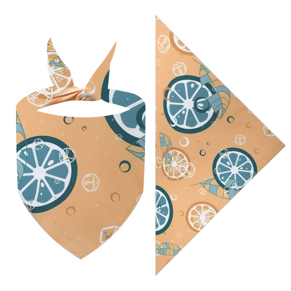 New Cartoon Cute Pet Triangle Fresh Fruit Polyester Printed Cat And Dog Saliva Towel Scarf Wholesale