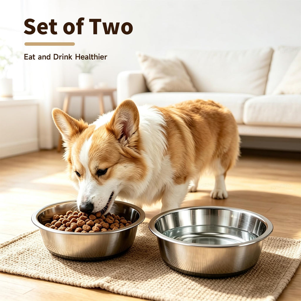Stainless Steel Dog Bowls, 3.8 Cup, 2 Pack, Non-Slip & Durable Stable Non-Slip Base Dishwasher Safe Effortless Cleaning Space-Saving Stackable Design