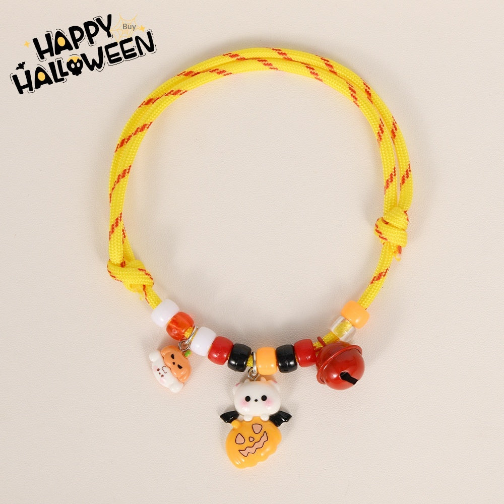 Halloween Cat And Dog Collar Hand-knitted Pumpkin Design Adjustable