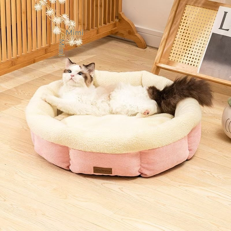 Round Semi-Enclosed Deep-Sleep Cat Mat Cat Bed
