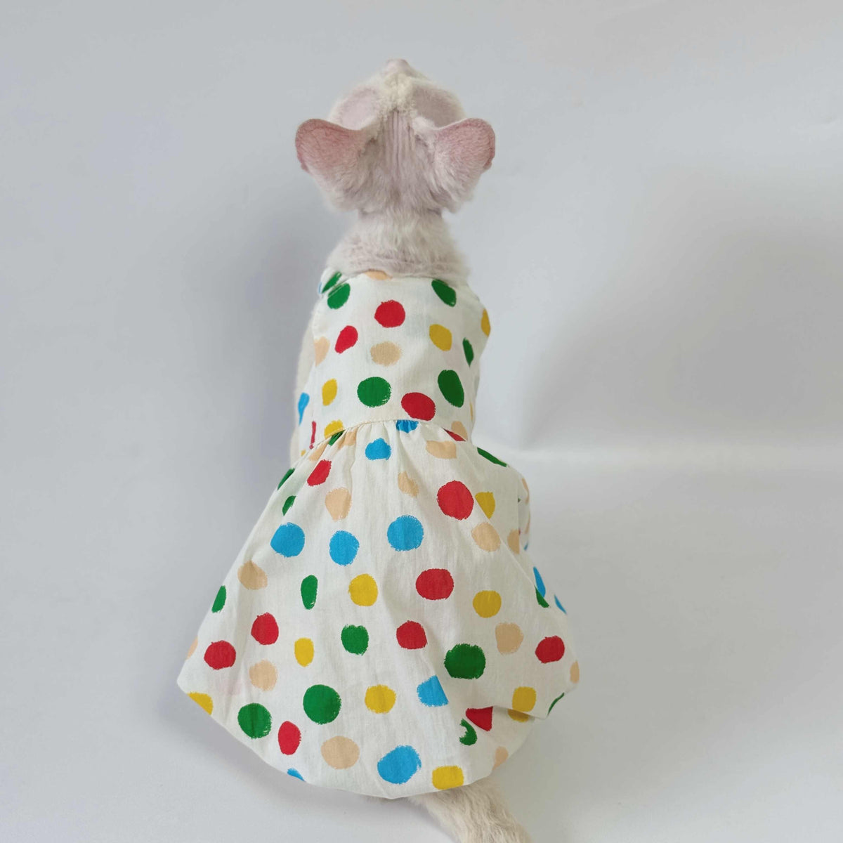 Sphynx Cat Cotton Polka Dot Dress Colorful Summer Clothes For Hairless Cats