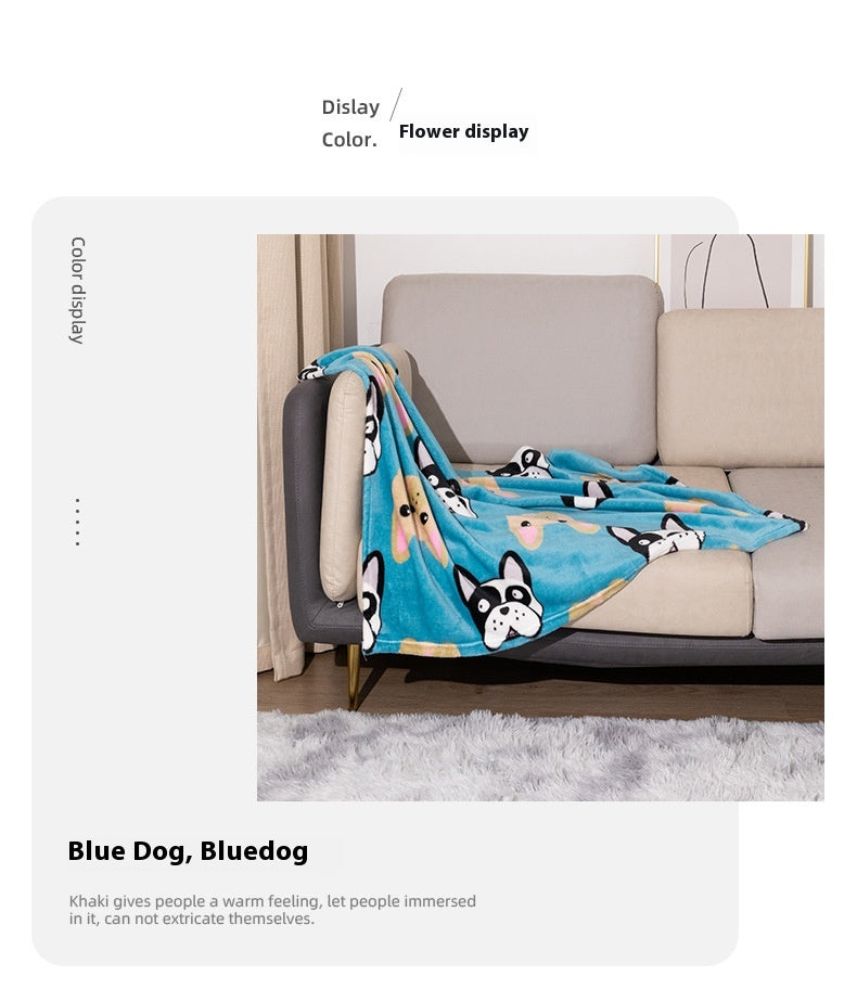 Pet Blanket Kennel Mat Dog Warm Double-sided Thickened Flannel