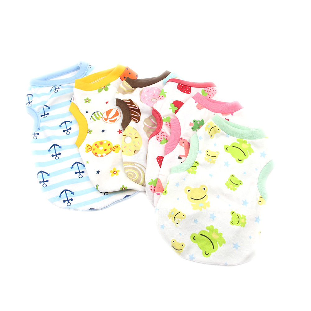 Candy-colored Pet Springsummer Thin Cotton Printed Vest